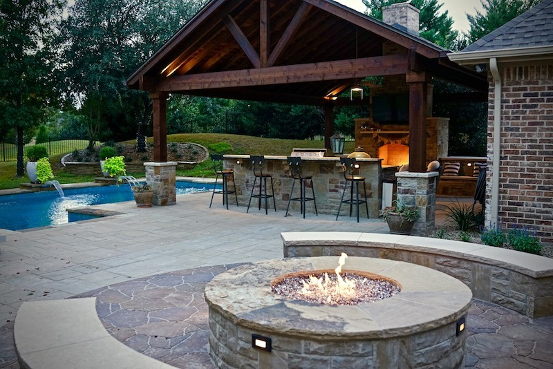 Outdoor-Living-Project-Custom-patio-with-outdoor-Kitchen-outdoor-fire-place-and-seperate-seating-area-with-fire-pit-in-The-Woodlands-Texas.-JM-Outdoor-Living