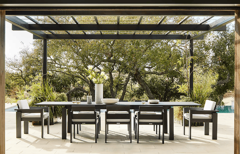 Crate & Barrel outdoor dining furniture featured by JM Outdoor Living in The Woodlands, Texas